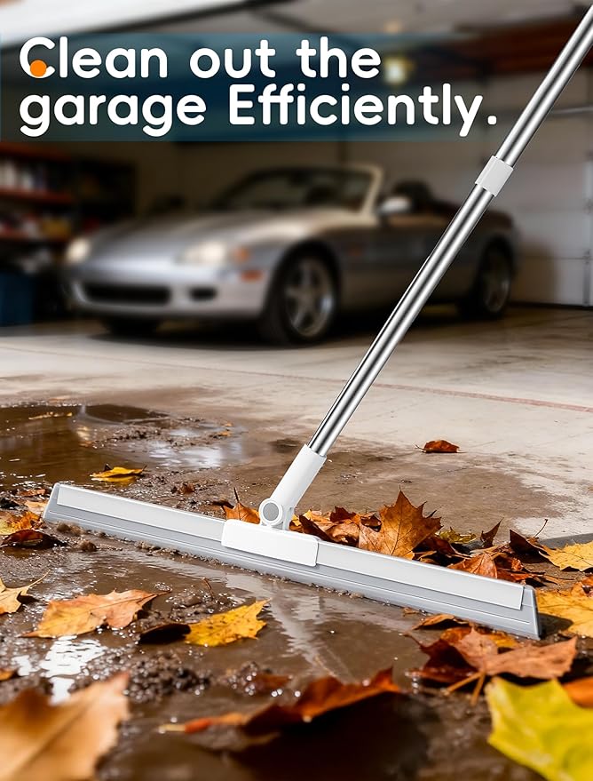 Floor Squeegee Broom with Long Handle, Heavy Duty Rubber Squeegee Kit with 2 - Image 3