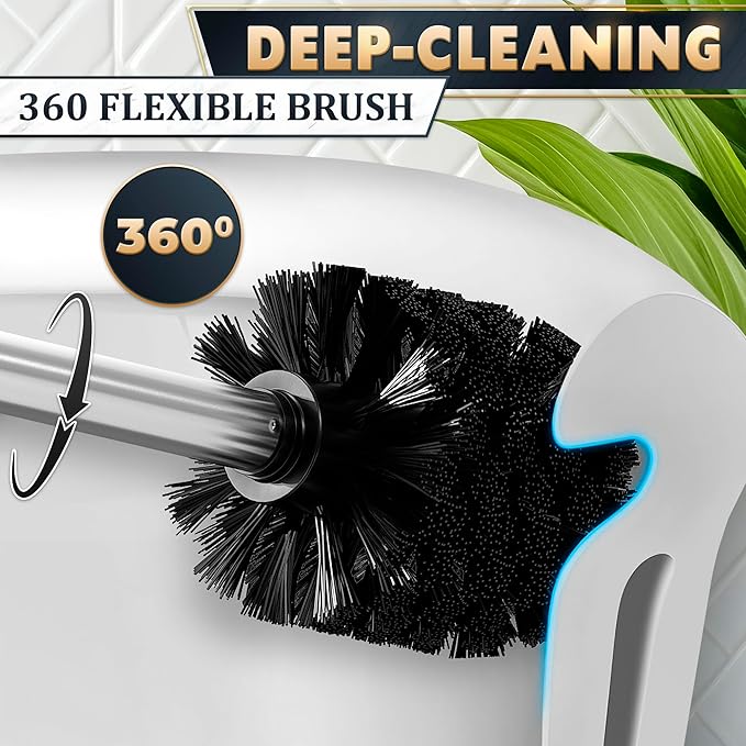 Silver Modern Toilet Brush and Holder Set - Image 7