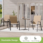 Patio Chairs Set of 4, Outdoor Dining Chairs Stackable for All Weather, Breathable Metal Modern Outside Furniture Chair for Pool Side, Garden, Backyard Deck, Brown - Image 5