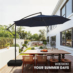 wikiwiki 10ft Patio Umbrella with Base Included, Outdoor Offset Cantilever Umbrella with Sandbag Base for Backyard, Garden and Pool, Easy to Tilt and Crank, Navy Blue - Image 8