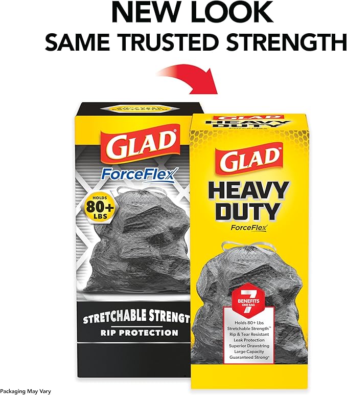 Glad ForceFlex Heavy Duty Large Trash Bags, Hold 80+ lb, 30 Gal, 25 Ct - Image 2