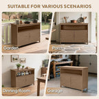 HIPS All-Weather Outdoor Storage Cabinet,Outdoor Sideboard with Magnetic Doors,3-Shelves Patio Storage Cabinet, Used for Garden,Buffet Cabinet,TV Stand, Bar Table,Balcony - Image 7