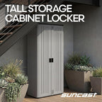 Suncast Tall Storage Cabinet, Platinum Resin Garage Storage Cabinet with Doors & Shelves, Plastic, Lockable, Freestanding Utility Closet for Tools & Supplies, Made in USA - Image 4