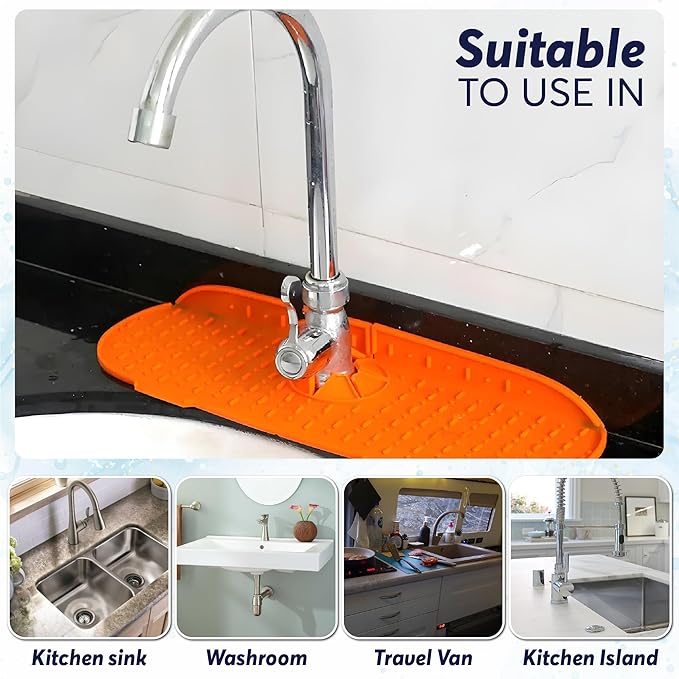 Silicone Faucet Water Catcher Mat, Soft Silicone Faucet Mat Sink Water Splash - Image 5