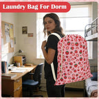 Canvas Laundry Bag with shoulder Strap 24"W x 29"H, Large Drawstring Dirty - Image 6