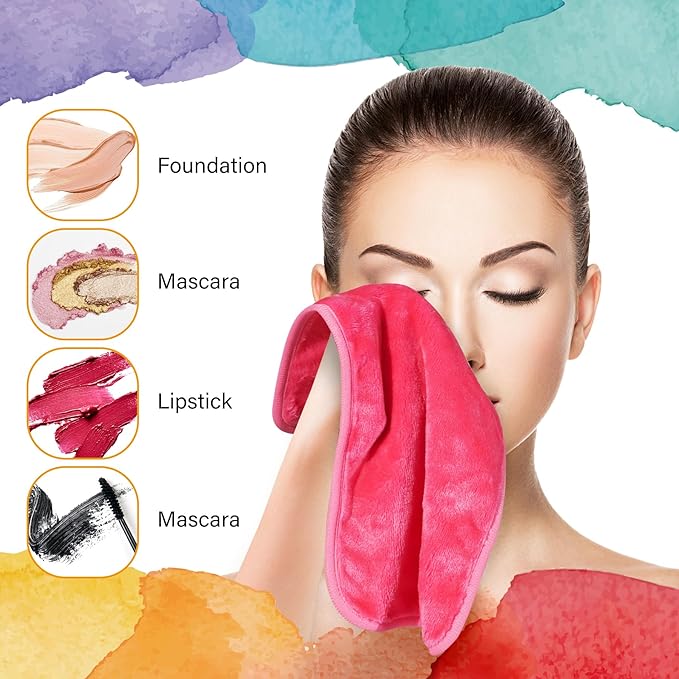 Nugilla Makeup Remover Cloth, 5 Packs Reusable Microfiber Makeup Remover Towels - Image 2