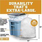 Plasticplace 65 gallon Trash Bags │ 1.5 Mil │ Clear Heavy Duty Garbage Can - Image 2