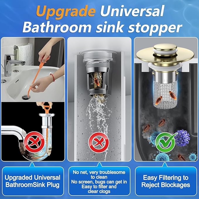 Sink Stopper Hair Catcher, Pop-up Sink Drain Strainer - Image 4