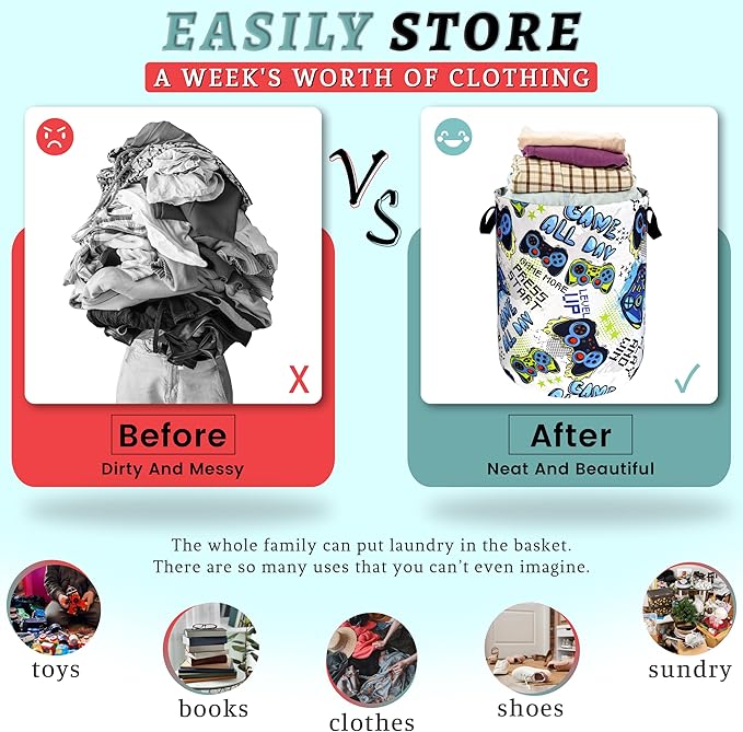 Funny Cool Game Machine Laundry Basket Games Foldable Colorful Laundry Hamper - Image 3