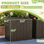 Greesum 31 Gallon Deck Box for Outside, All Weather Outdoor Storage Boxes for Patio Furniture Set, Package Delivery Box, Garden Tools, Brown(Set of 2) - Image 7