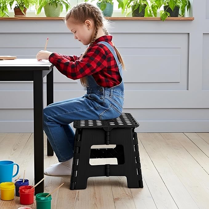 Utopia Home Folding Step Stool with Handle – 9 Inch Anti Slip Collapsible Stool – Holds Up to 300 lbs – Sturdy Plastic Step Stool Foldable for Kitchen, Bathroom and Home Use (2-Pack, Black) - Image 5
