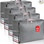 4Pack 105L Extra Large Blanket Storage Bags, Foldable Comforter Storage Bag by Eunhdet