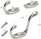 Rok Hardware Heavy Duty Dual Coat Hook, Brushed Nickel, 10 Pack ROKCH101BN - Image 2