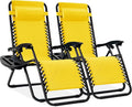 Best Choice Products Set of 2 Adjustable Steel Mesh Zero Gravity Lounge Chair Recliners w/Pillows and Cup Holder Trays - Sunflower Yellow by BestChoiceProducts