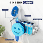 Sponge Holder for Kitchen Sink, Sink Caddy Smiley Face, 4-in-1 Sponge Holder - Image 5