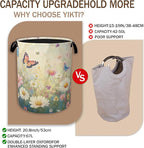 Spring Flowers Laundry Hamper, Watercolor Garden Wildflower Butterfly - Image 3