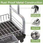 2 Tier Stainless Steel Large Capacity Dish Drainers Drying Rack - Image 2
