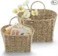 Set of 2 Wicker Hanging Basket for Organizing, Front Door, Flowers by 84ECO