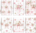 Breling Set of 6 Pink Bow Kitchen Towels Coquette Floral Dish Towel Bathroom by Breling