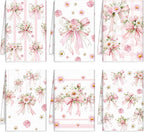 Breling Set of 6 Pink Bow Kitchen Towels Coquette Floral Dish Towel Bathroom by Breling
