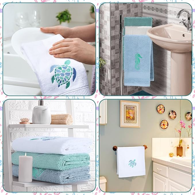 3 Pcs Ocean Beach Coastal Hand Towels - Image 5