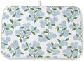Blue Sage Green Floral Dish Drying Mat 18 x 24 Inch Spring Hydrangea Floral by Sorktse