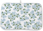 Blue Sage Green Floral Dish Drying Mat 18 x 24 Inch Spring Hydrangea Floral by Sorktse