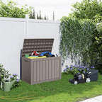 ROJIK Outdoor Storage Housing Deck Box - Waterproof Patio Furniture, Garden Tools, Cushions, Pool Accessories Storage Bench with Lockable Lid and Side Handles (Grey 48 Gal) - Image 6