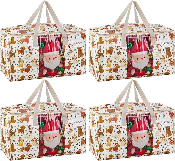VENO 4 Pack Moving Bags, Large Christmas Storage Bins by Veno