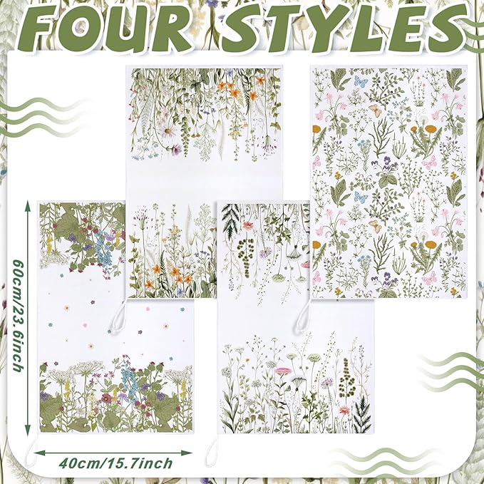 Bencailor 4 Pcs Wild Flower Kitchen Towels Wildflower Floral Hand Dish Towels - Image 3