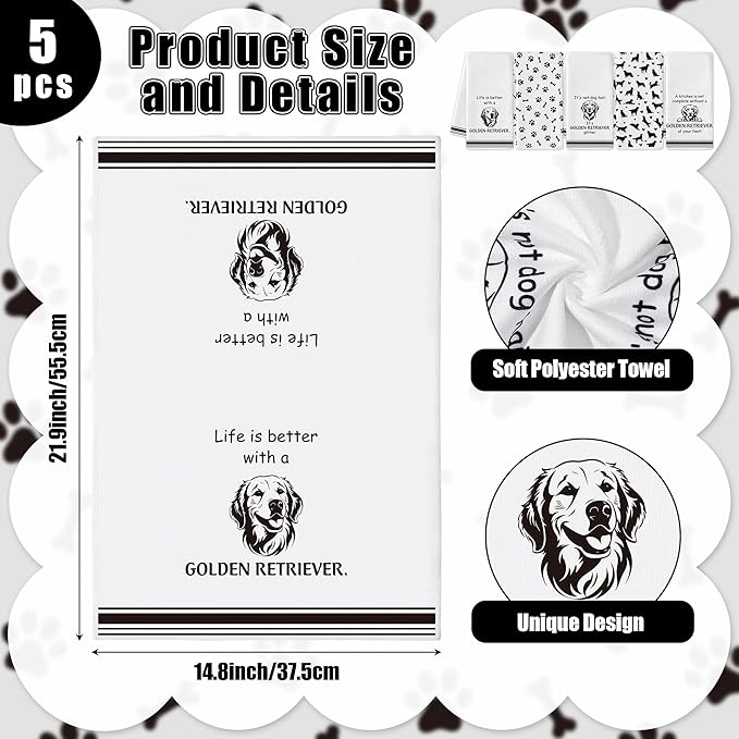 Golden Retriever Kitchen Dish Towel - Image 2