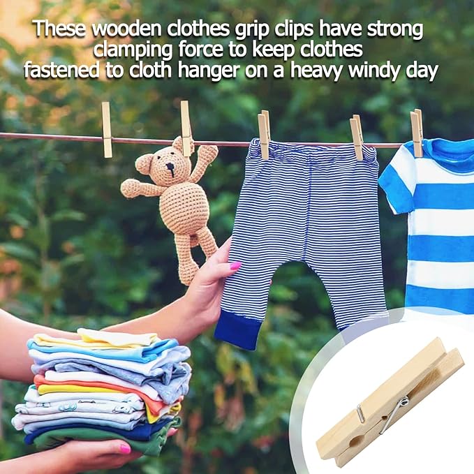 Bivethoi 2.9 Inch Clothes Pins, Wooden Clothespins - Image 5