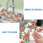 Tropical Leaves and Red Floral Kitchen Sink Splash Guard Mat Absorbent Fast - Image 5
