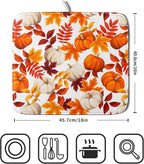 Fall Dish Drying Mat for Kitchen Counter Watercolor Pumpkins Autumn Leaves - Image 2