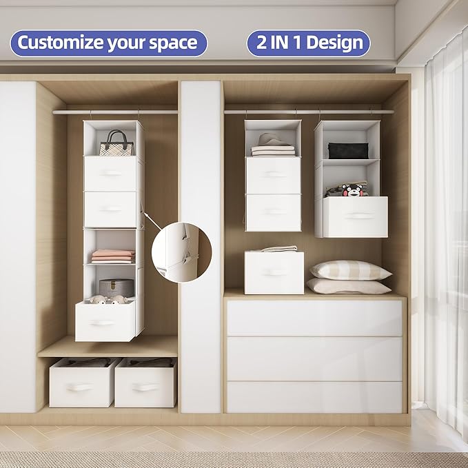 Twira 6-Shelf Hanging Closet Organizer, 2 Separable 3-Shelf Hanging Shelves - Image 6