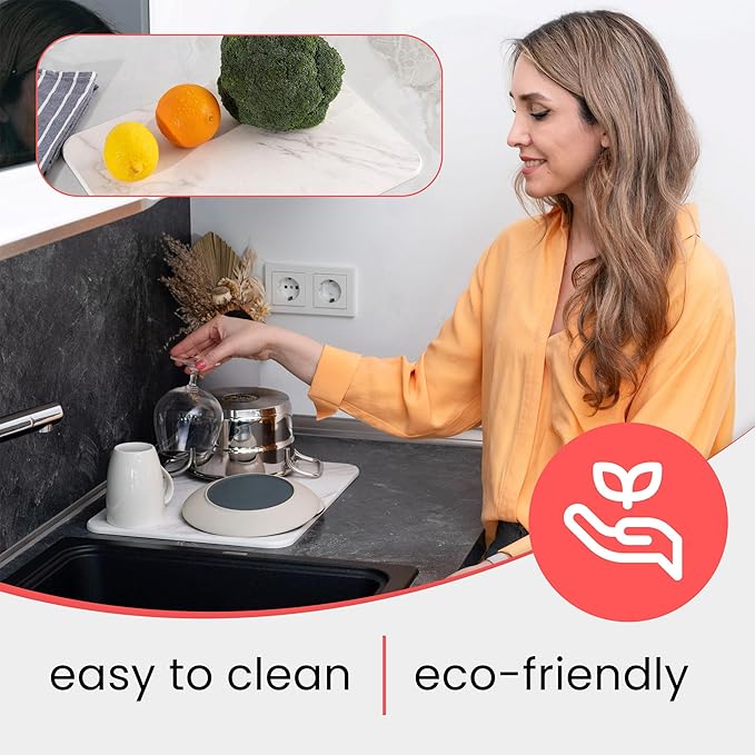 Stone Drying Mat for Kitchen Counter – Diatomaceous Earth Dish Drying Stone – - Image 8