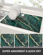 Rnivvi Dish Drying Mat for Kitchen Counter, XL 15 x 24" Cute Marble Absorbent - Image 3