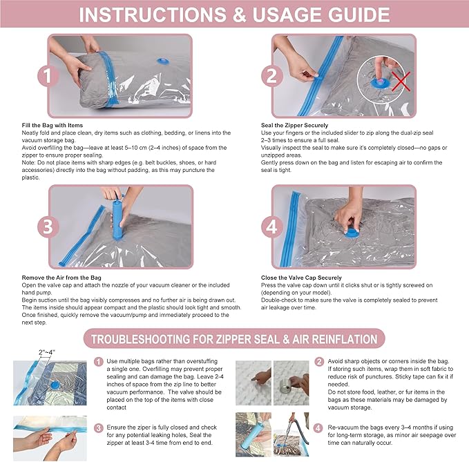 Cozy Essential Vacuum Storage Bags, Compression Space Saver Bags - Image 7