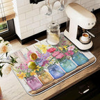 Spring Floral Jars Rustic Dish Drying Mat - Image 8