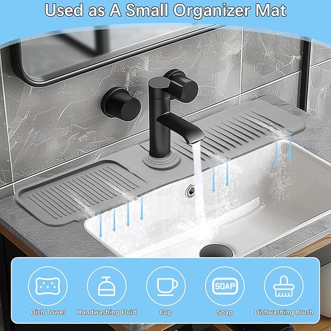 5° Slope Kitchen Sink Faucet Mat, Kitchen Sink Splash Guard, Silicone Material - Image 7