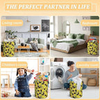 Cute Rubber Ducks With Funny Sunglasses Laundry Hamper Bag With Waterproof Liner - Image 7