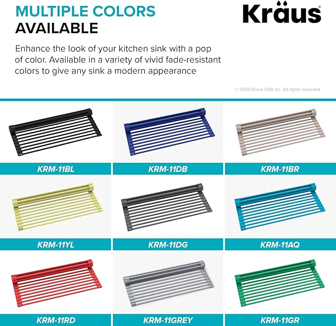 Kraus Multipurpose Workstation Sink Roll-Up Dish Drying Rack, Colander and - Image 9