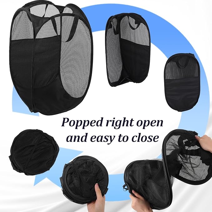 6Pcs Pop up Hampers for Laundry Foldable Mesh Laundry Hamper Baskets - Image 4