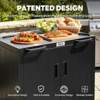 Outdoor Grill Cart with Storage Cabinet and Stainless Steel Top, 35-Inch Outdoor Grill Station with Door, Modular Kitchen Island for Food Prep and BBQ, Black & Silver - Image 4