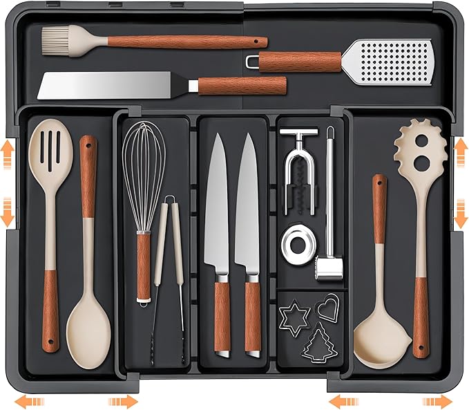 Large Utensil Drawer Organizer Expandable Silverware Organizer by Spaclear