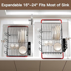 Over the Sink Expandable Dish Drainer Drying Rack In Stainless Steel - Image 4