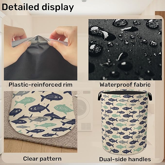 Cute Japanese-Style Fish Foldable Laundry Hamper - Image 5