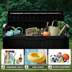 Flamaker 80 Gallon Storage Bench Outdoor Indoor, Durable All-Weather Seating with Hidden Storage, Lockable Deck Box for Garden, Patio, Poolside (Black) - Image 5