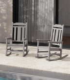 SERWALL Oversized Rocking Chair Set of 2 Outdoor, HDPE Outdoor Rocking Chair Set of 2, Space Gray by SERWALL