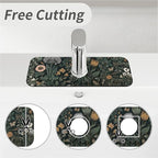 Kitchen Sink Splash Guard，Dark-green black flowers Faucet Mat Sink - Image 5